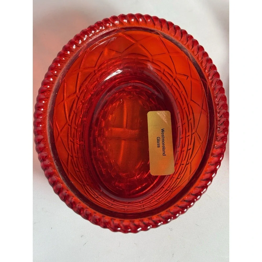 Westmoreland Ruby Red Amberina GLOWS Glass Hen On Nest Marked Twice Excellent